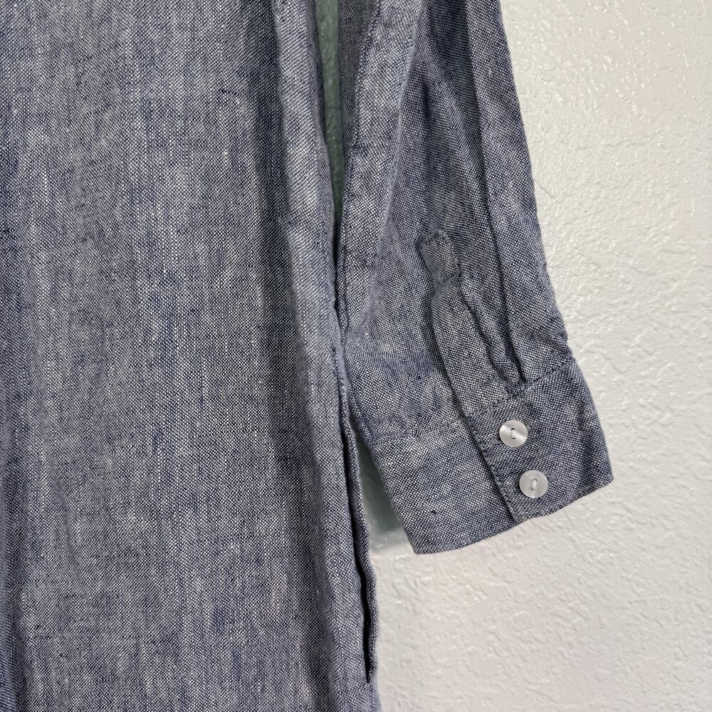 Farmhouse Pottery Dress Womens Small Linen Collared ShirtDress Pockets Blue - Picture 9 of 12
